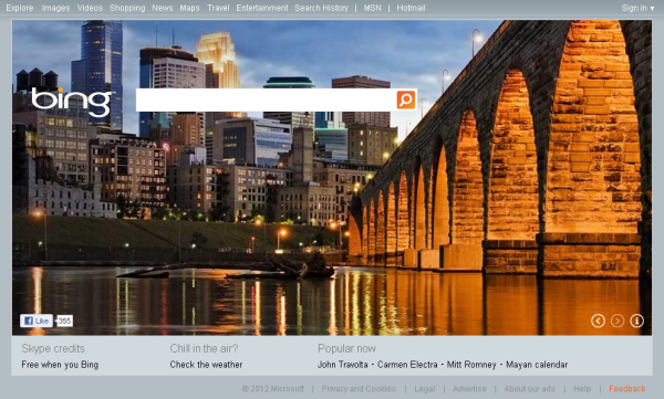 Bing.com Homepage Downtown Minneapolis Minnesota